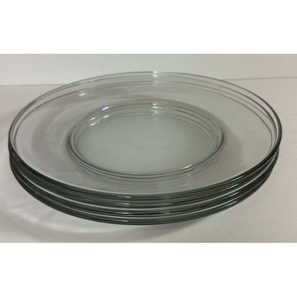 Clear Glass Dinner Plates 9 7/8" Plain Round Unmarked Restaurant-Style Set Of 4